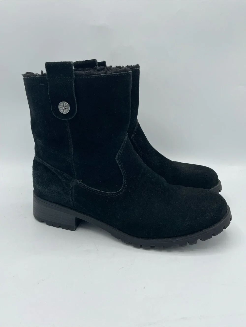 Bjorndal Aspen Black Suede Fleece-Lined Short Winter Boots